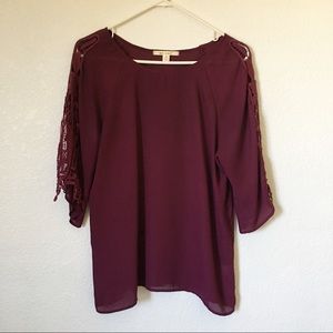 Burgundy Ladies 3/4 Sleeve Blouse